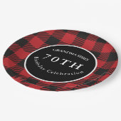 Rode en zwarte Buffalo Plaid Rustieke Verjaardagsf Papieren Bordje (Gekanteld)