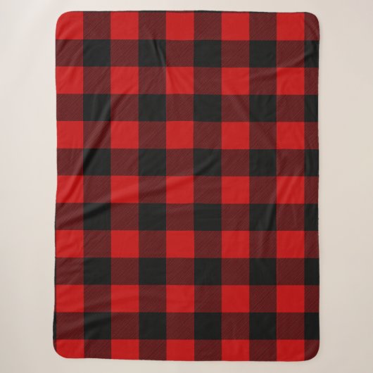 Rode en Zwarte Buffalo Plaid Sherpa Deken (Voorkant)