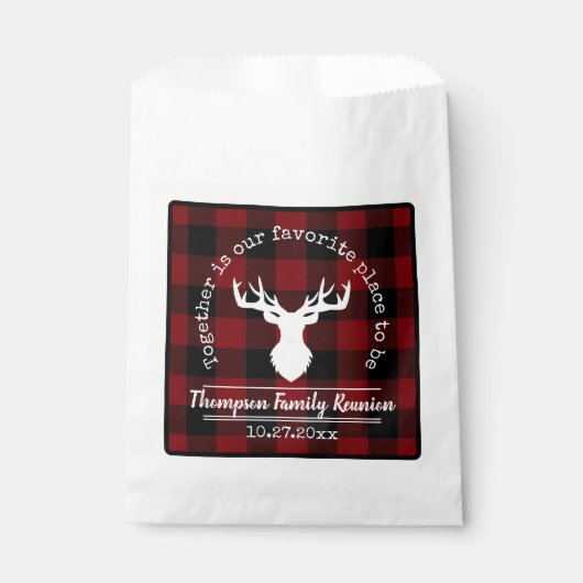 Rode en zwarte buffel controleren familie feest bedankzakje (Voorkant)