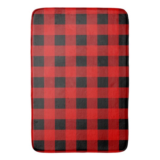Rode en zwarte buffelbakkersgingham badmat (Voorkant Verticaal)