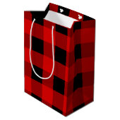 Rode en zwarte buffelbakkersgingham medium cadeauzakje (Achterkant Gekanteld)
