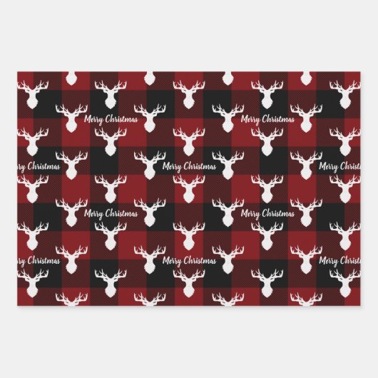 Rode en zwarte buffelkerst inpakpapier vel (Voorkant)