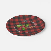 Rode en zwarte buffelkerst papieren bordje (Gekanteld)