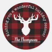 Rode en zwarte buffelkerst ronde sticker (Voorkant)