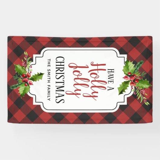 Rode en zwarte buffelkerst spandoek (Horizontaal)