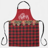 Rode en zwarte buffelplaat - kerstboom schort (Voorkant)