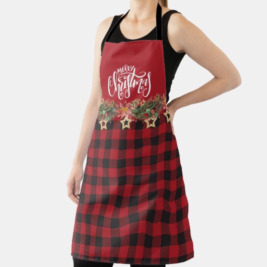 Rode en zwarte buffelplaat - kerstboom schort (Insitu)