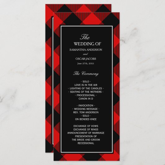 Rode en zwarte buffelplaat menu (Voorkant / Achterkant)