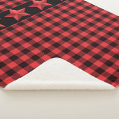 Rode en zwarte buffelplaat met rode sterren sherpa deken (3/4)