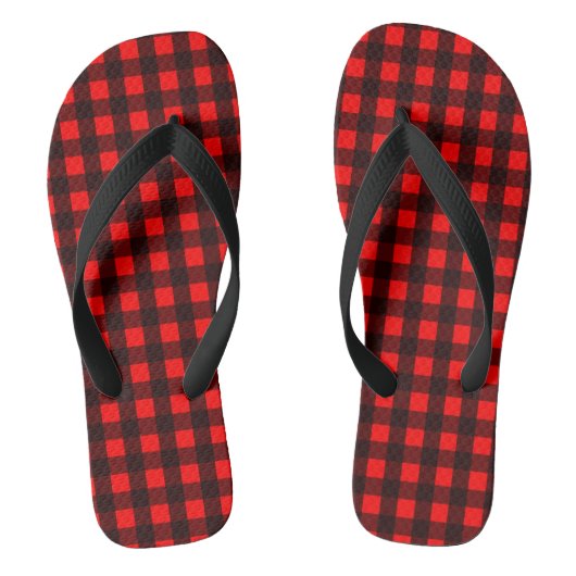 Rode en zwarte buffelplaat teenslippers (Voetbed)