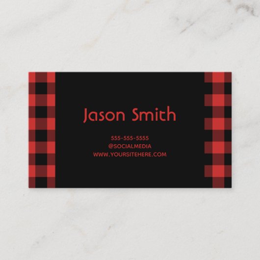 Rode en zwarte buffelplaat visitekaartje (Voorkant)