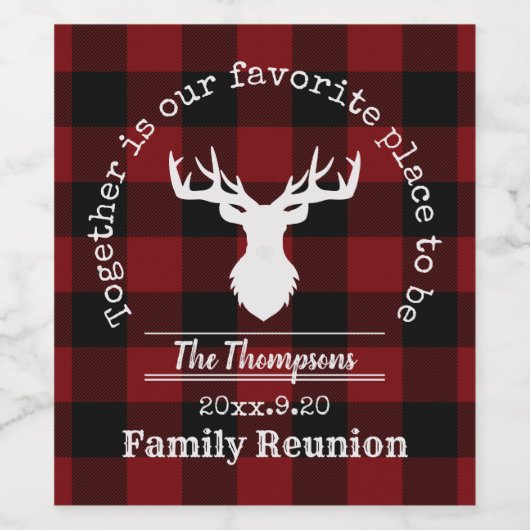 Rode en zwarte buffelplaat wijn etiket (Enkel label)