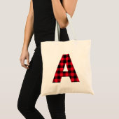 Rode en zwarte buffelplaid grote letter A monogram Tote Bag (Voorkant (product))