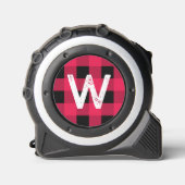 Rode en zwarte buffelplaid monogram rolmaat (Voorkant)