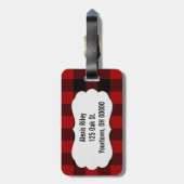 rode en zwarte buffelpleister bagagelabel (Achterkant verticaal)