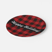 Rode en zwarte buffelpleister, prettige feestdagen papieren bordje (Gekanteld)