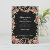 Rode en zwarte Charro Romantische Quinceañera Kaart (Staand voorkant)