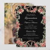 Rode en zwarte Charro Romantische Quinceañera Kaart (Voorkant / Achterkant)