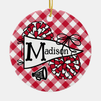 Rode en Zwarte Cheer Pennant Gingham Persoonlijk Keramisch Ornament