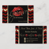 Rode en zwarte Chevron met Rode Lips Visitekaartje (Voorkant / Achterkant)