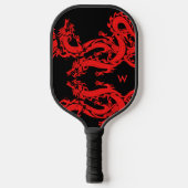 Rode en zwarte Chinese dragons toevoegen Monogram  Pickleball Paddle (Voorkant)