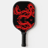 Rode en zwarte Chinese dragons toevoegen Monogram Pickleball Paddle (Achterkant)