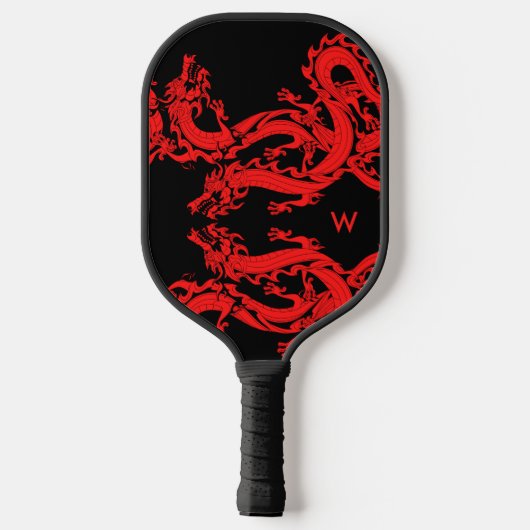 Rode en zwarte Chinese dragons toevoegen Monogram  Pickleball Paddle (Achterkant)