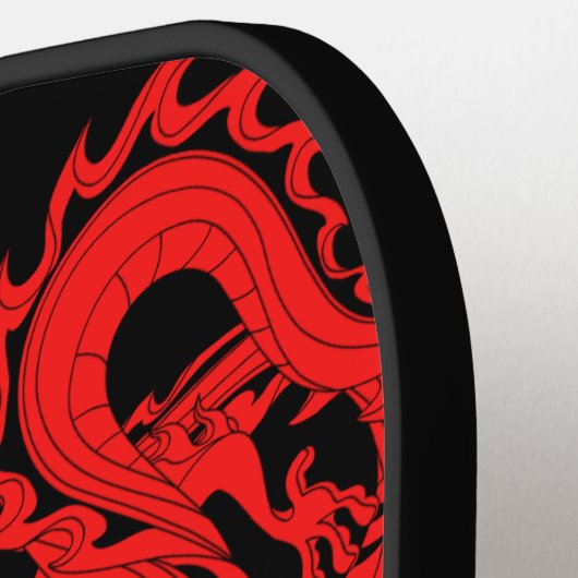 Rode en zwarte Chinese dragons toevoegen Monogram  Pickleball Paddle (Links Detail)