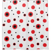 Rode en zwarte cirkels modern minimalistisch patro douchegordijn (Voorkant)