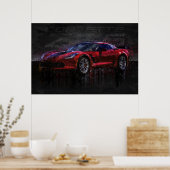 Rode en zwarte Corvette Z06 Poster (Keuken)