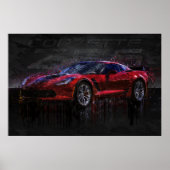 Rode en zwarte Corvette Z06 Poster (Voorkant)