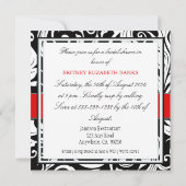 Rode en zwarte Damask Bridal Shower-uitnodigingen Kaart (Achterkant)
