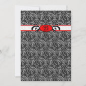 Rode en zwarte Damask Gothic Birthday Party Kaart (Voorkant)