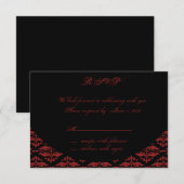 Rode en Zwarte Damast Gotische Reactiekaart Kaart (Voorkant / Achterkant)