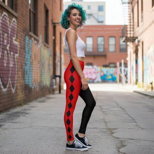 Rode en Zwarte Diamanten Harlekijn  Leggings