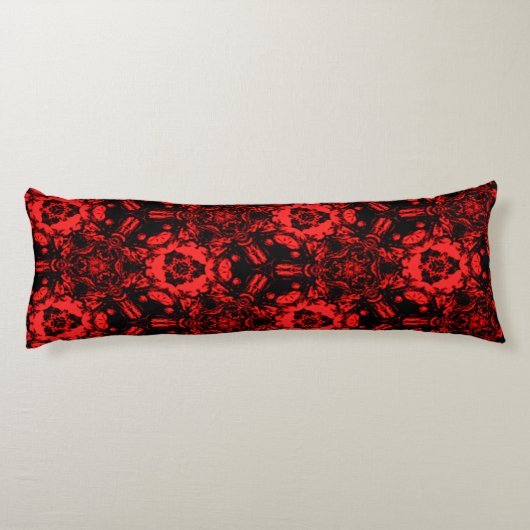 Rode en zwarte diepbloem lichaamskussen (Achterkant)