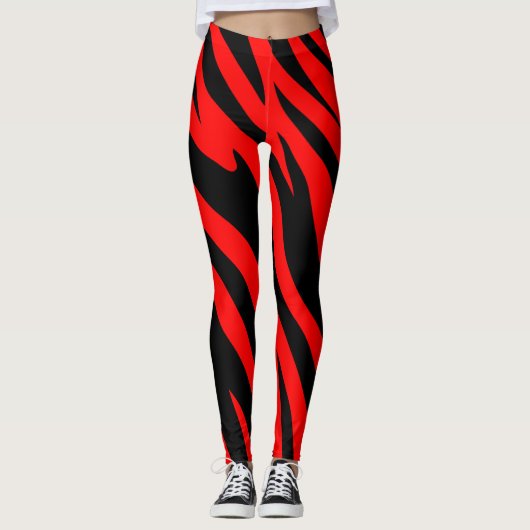 rode en zwarte dierlijke afdruk leggings (Voorkant)