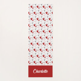 Rode en Zwarte Doodle Harten Aangepaste Monogram N Yogamat