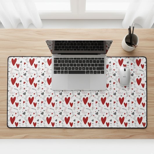 Rode en Zwarte Doodle Harten Liefde Bureaumat