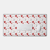 Rode en Zwarte Doodle Harten Liefde Bureaumat (Keyboard & Muis)
