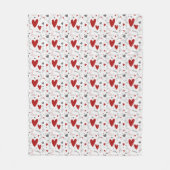 Rode en Zwarte Doodle Harten Liefde  Fleece Deken (Voorkant)