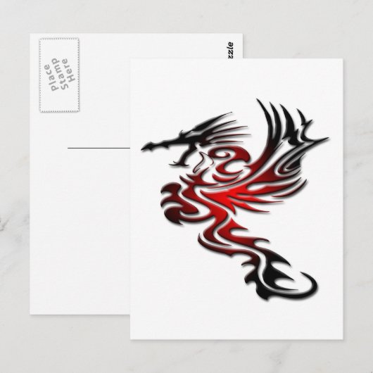 Rode en zwarte draak briefkaart (Voorkant / Achterkant)