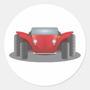 Rode en zwarte duinbuggy aan de voorzijde ronde sticker