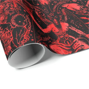 Rode en zwarte duivel Gothic Victoriaans gothic Cadeaupapier