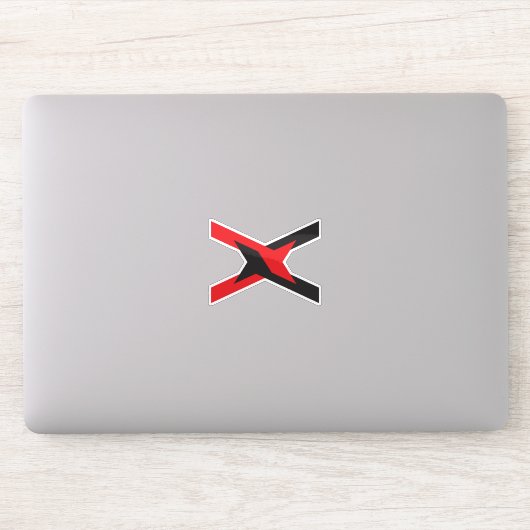Rode en Zwarte Eenheid Letter X Monogram Sticker (Computer)