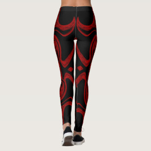 rode en zwarte elegante leggingen gekleurde festiv leggings