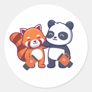 rode en zwarte en witte panda sticker