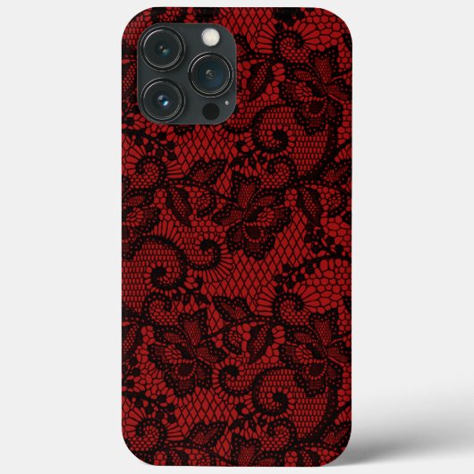 Rode en zwarte faux kant Case-Mate iPhone case (Achterkant)
