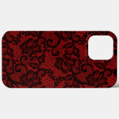 Rode en zwarte faux kant Case-Mate iPhone case (Achterkant (horizontaal))