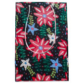 Rode en zwarte Floral Medium Cadeauzakje (Voorkant)